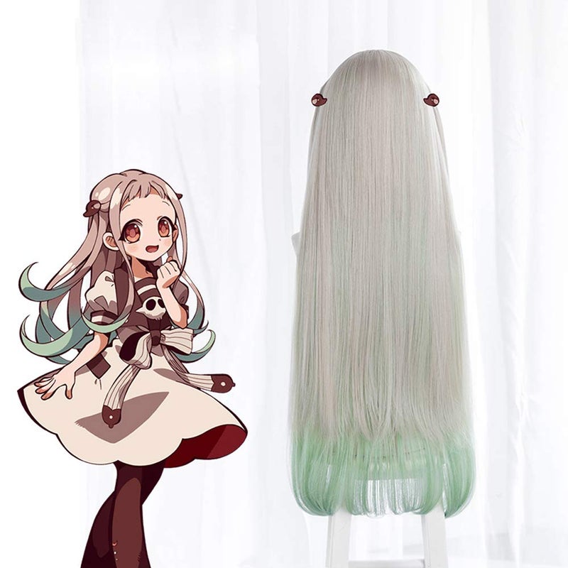 JCvCX Anime Yashiro Nene Wig Gray Mixed Light Green Long Straight Party Hair Cosplay Props Halloween - Image 5